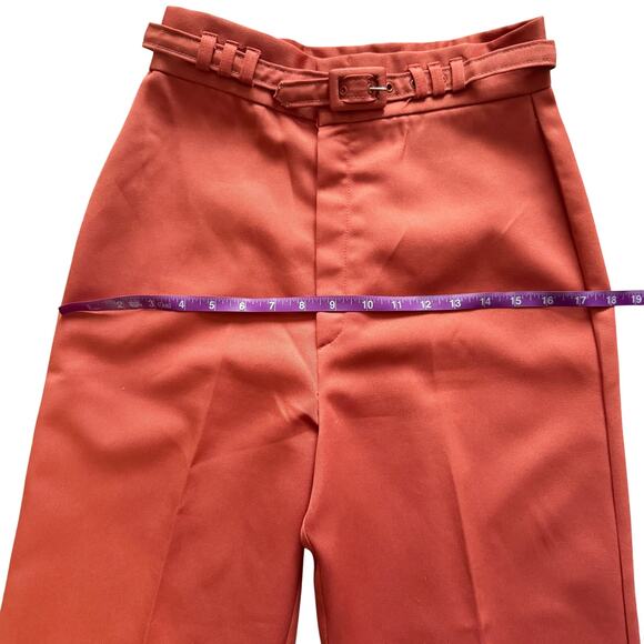 Vintage What's In a Name Wide leg Bell bottom pants Women 25 Orange Union 80s - Picture 12 of 16